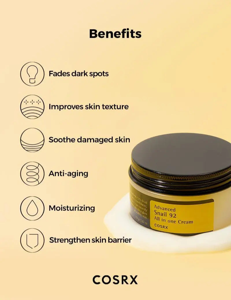 Cosrx – Advanced Snail 92 All In One Cream (100g)